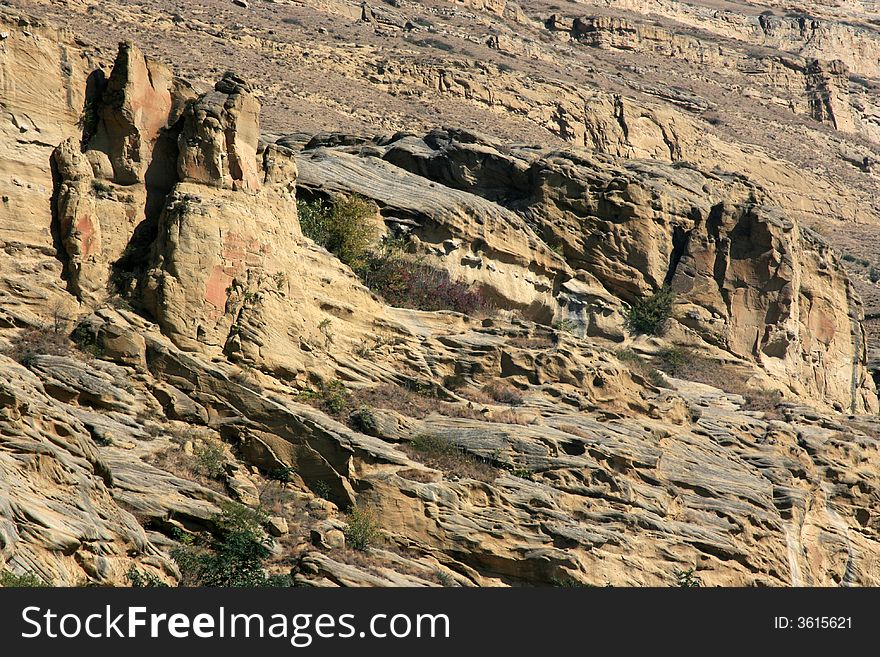 Georgian landscape in yellow and brown colours