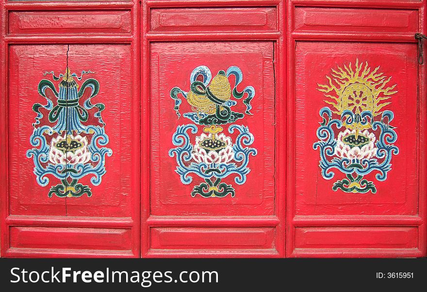 Gate and Designs in a temple