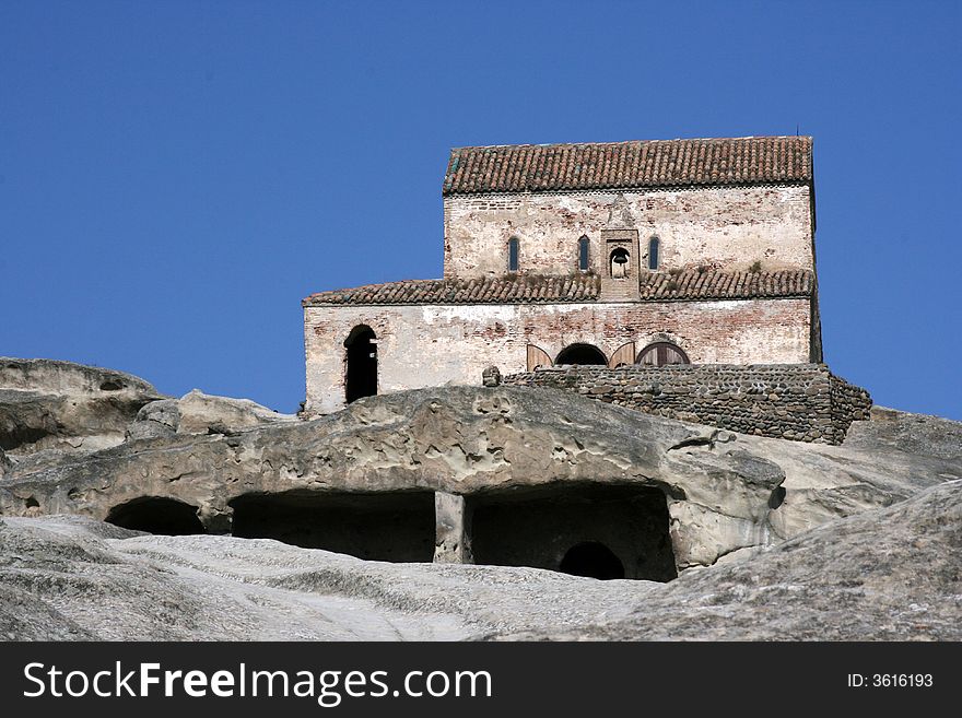 Medieval church in the Caucasus mountains