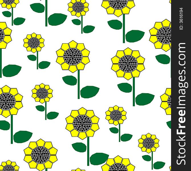Seamlessly vector wallpaper with sunflowers. Seamlessly vector wallpaper with sunflowers