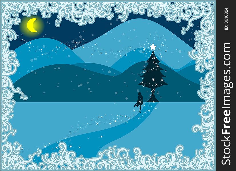 Vector illustration Christmas Background Mystic Night