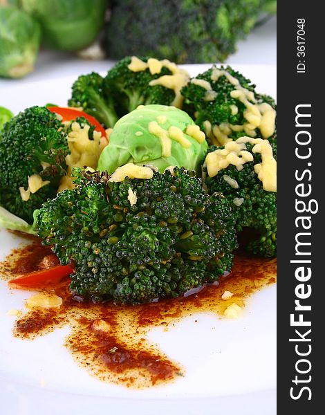 Lightly Cooked Broccoli Pieces With A Touch Of But