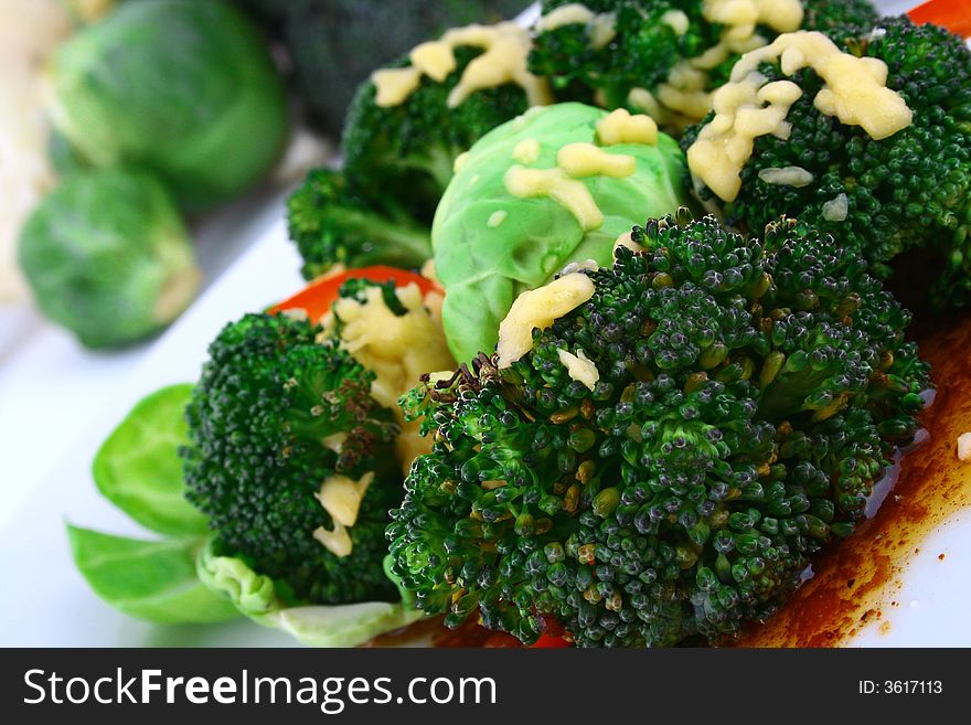 Lightly cooked broccoli pieces with a touch of butter