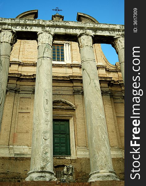 Basilica di Massenzio located in Roma, Italia. Ancient Roman ruins in Rome, Italy are amazing and a great tourist destination.