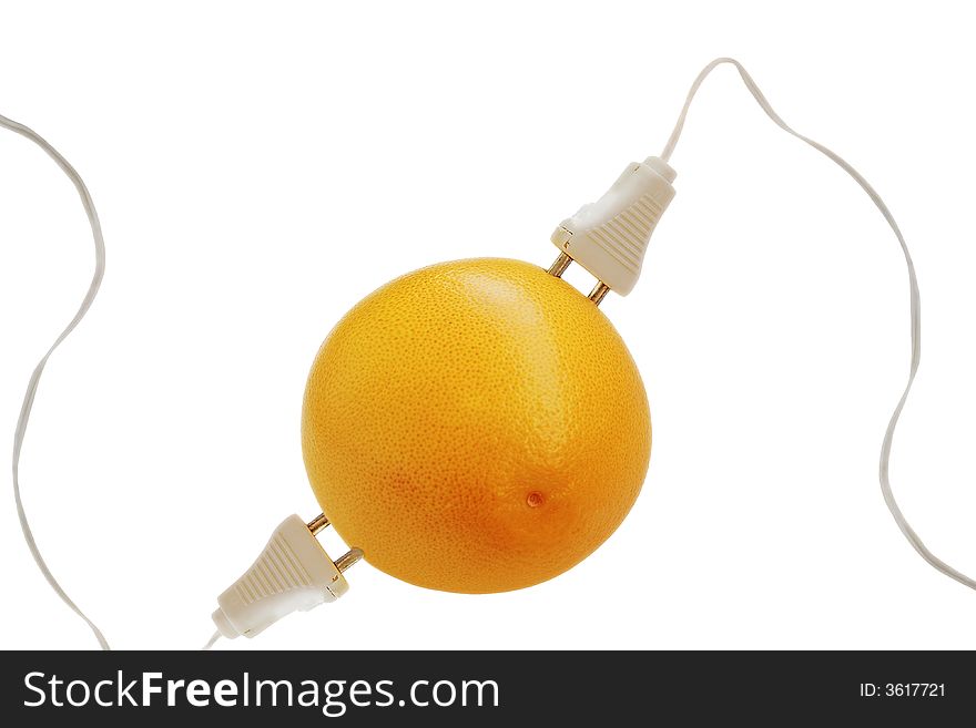 Two wires plug in to a orange. Two wires plug in to a orange