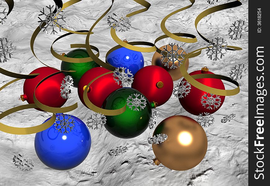 Multi-coloured Christmas Balls On Snow