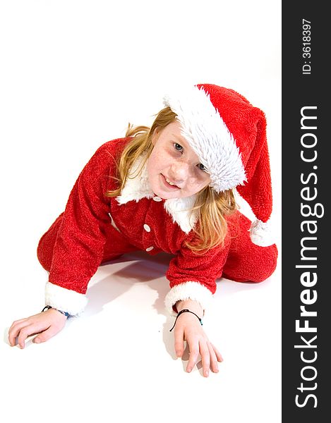 Little girl dressed as santa. Little girl dressed as santa
