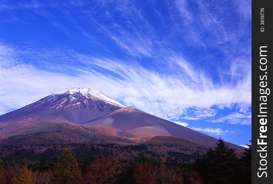 Beautiful Fall sky over Mount Fuji. Beautiful Fall sky over Mount Fuji