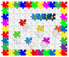 10 Jigsaw Drop-down Puzzle  2014 -Your Text Royalty Free Stock Photos