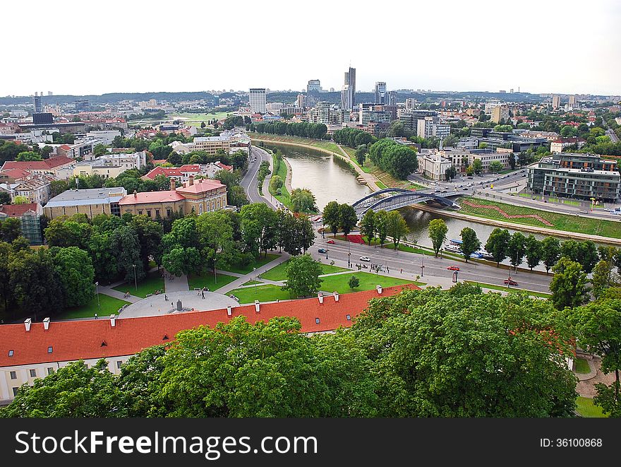 View from the Gediminasâ€™ Tower of the Upper Castle to the center of Vilnius, Lithuania. View from the Gediminasâ€™ Tower of the Upper Castle to the center of Vilnius, Lithuania