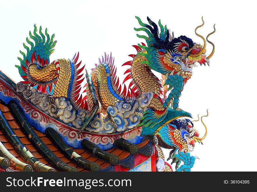 Chinese style dragon statue on roof. Chinese style dragon statue on roof