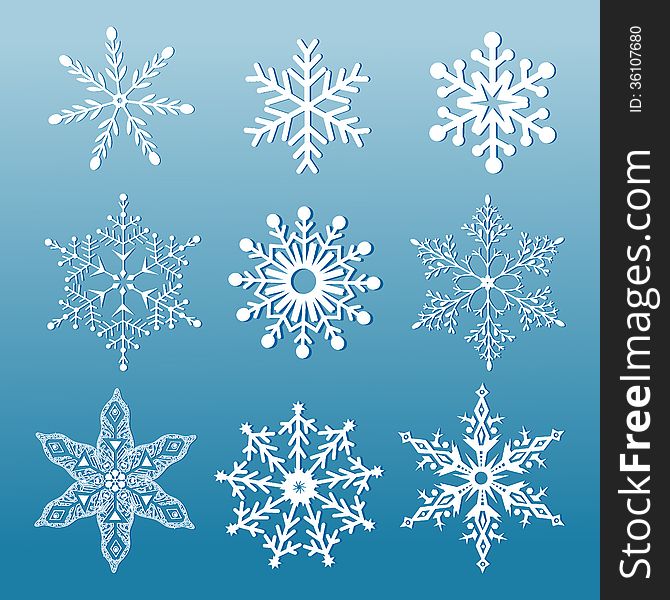 Set Of Ornamental Snowflakes