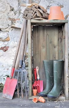 Equipment And Gardening Tools Royalty Free Stock Photo Equipment And Gardening Tools Royalty Free Stock Photo
