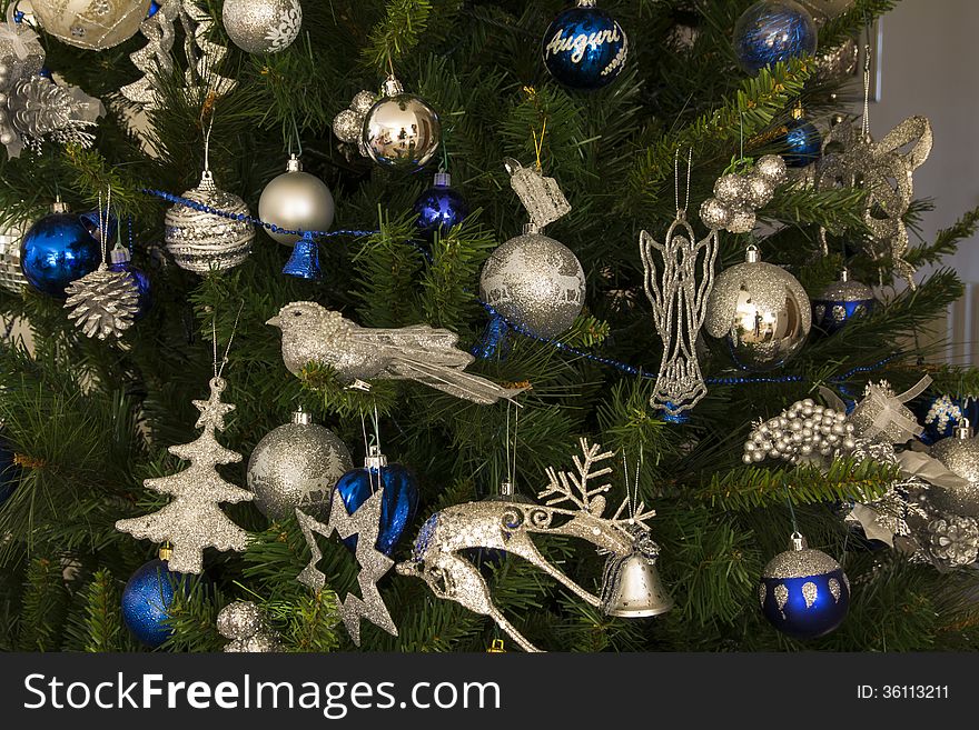 Christmas tree with balls and decorations. Christmas tree with balls and decorations.