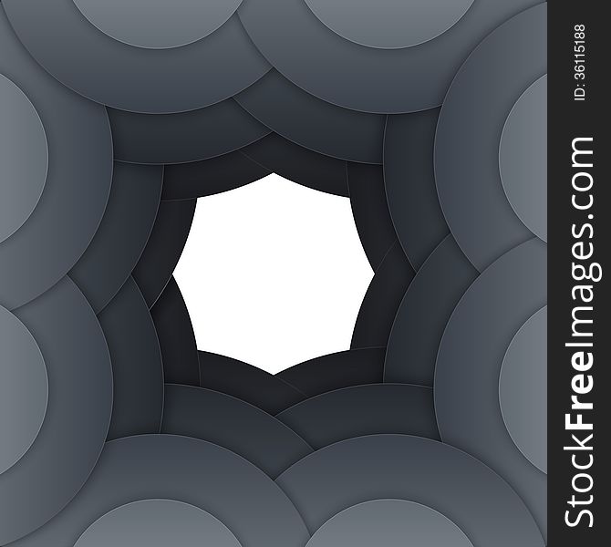 Abstract Dark Grey Paper Circles Background