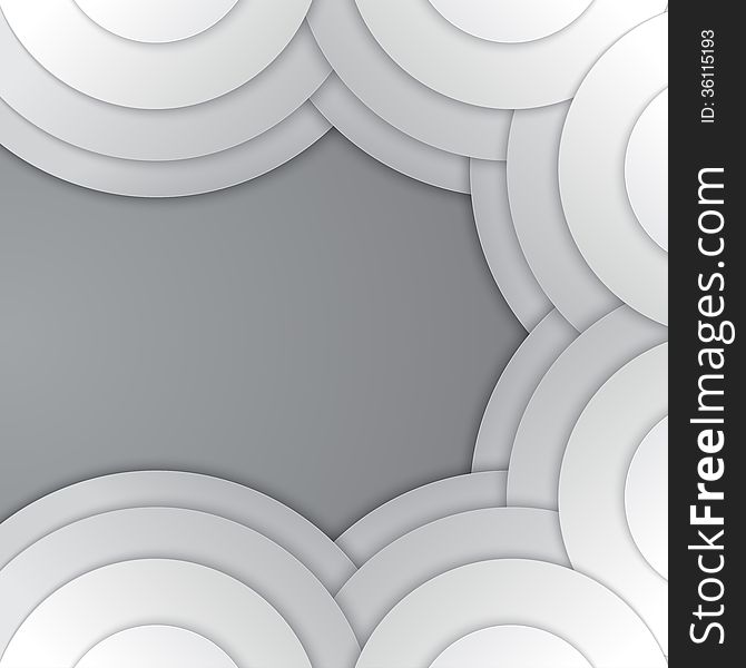 Abstract grey paper circles vector background