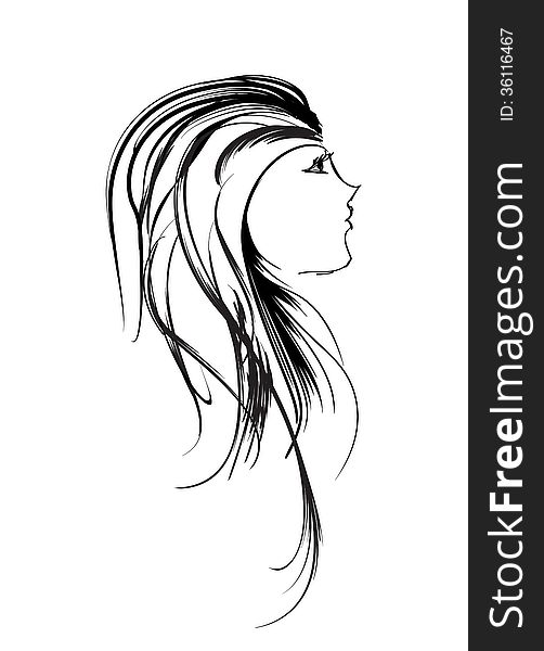 Vector illustration. Beauty girl faceon on a white background