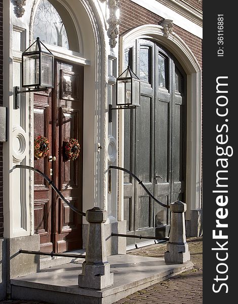 Front door and garage in Gouda, the Netherlands