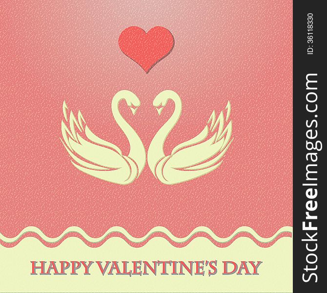 Valentine card with heart and swans. This is file of EPS10 format.