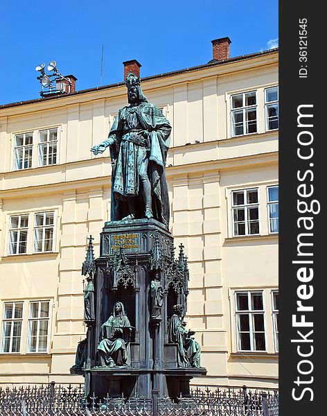 Monument to Charles IV at the Charles Bridge in Prague. Monument to Charles IV at the Charles Bridge in Prague