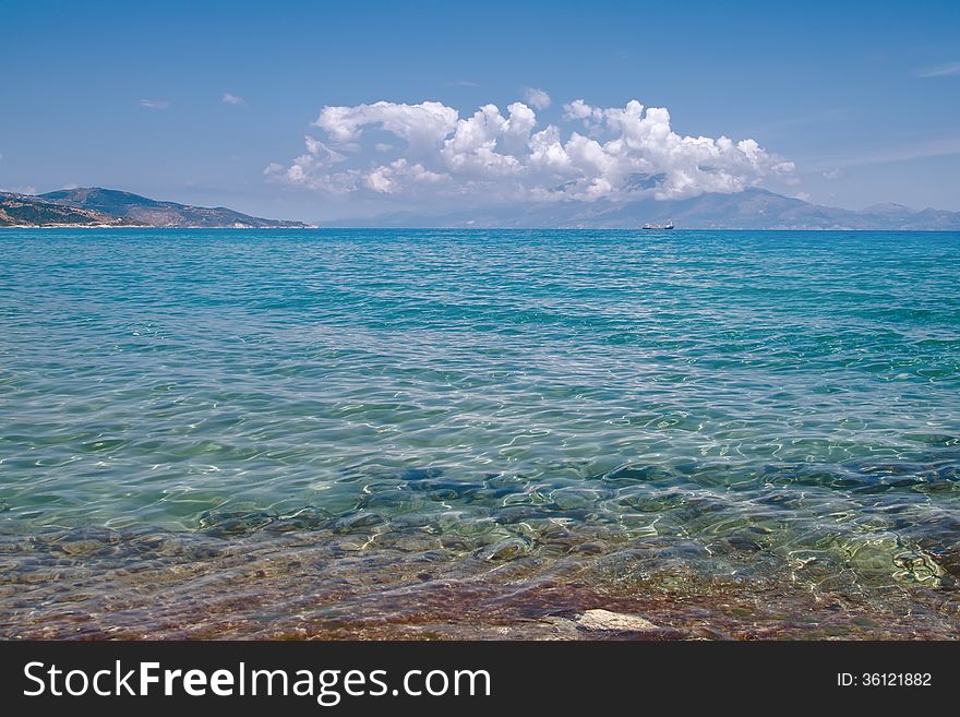 Transparent and clear Ionian sea