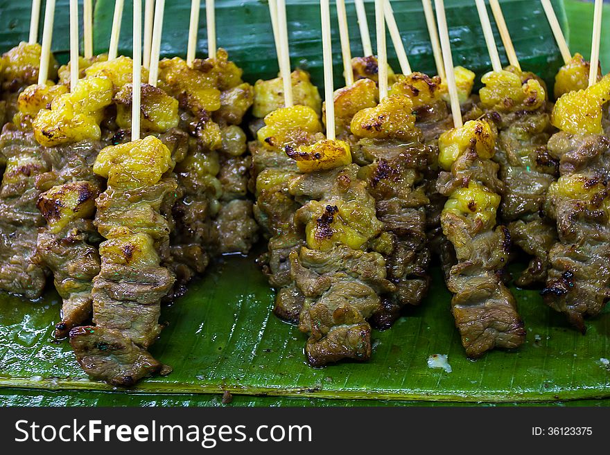 Traditional Thai style grilled pork