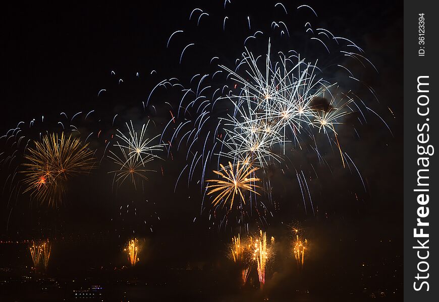 The Celebration of Turkish Republic Day with Fireworks show in Istanbul at October 29th, 2013. The Celebration of Turkish Republic Day with Fireworks show in Istanbul at October 29th, 2013