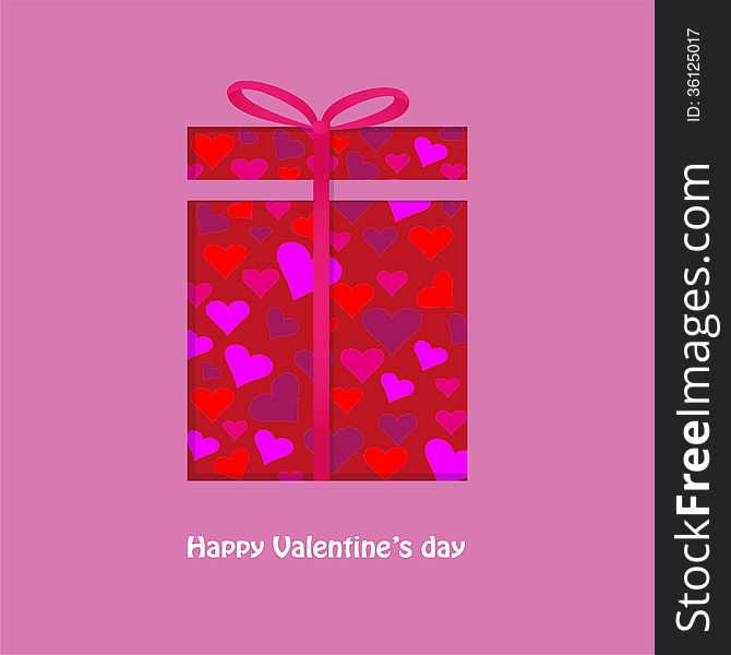 Pink greeting card for Valentine's Day. Pink greeting card for Valentine's Day