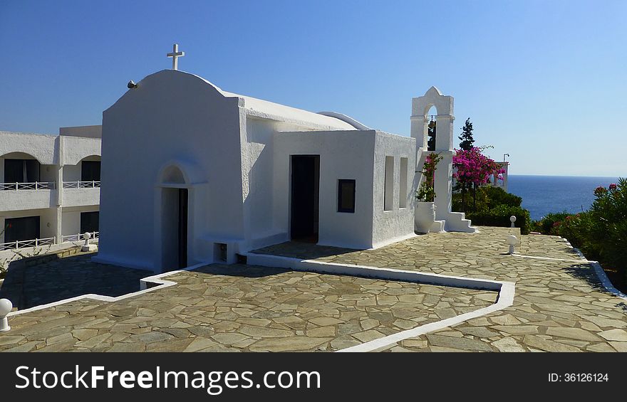 A view of a church near to the town of Agia Pelagia on the greek island of Crete. Photo taken on: September - 2013. A view of a church near to the town of Agia Pelagia on the greek island of Crete. Photo taken on: September - 2013