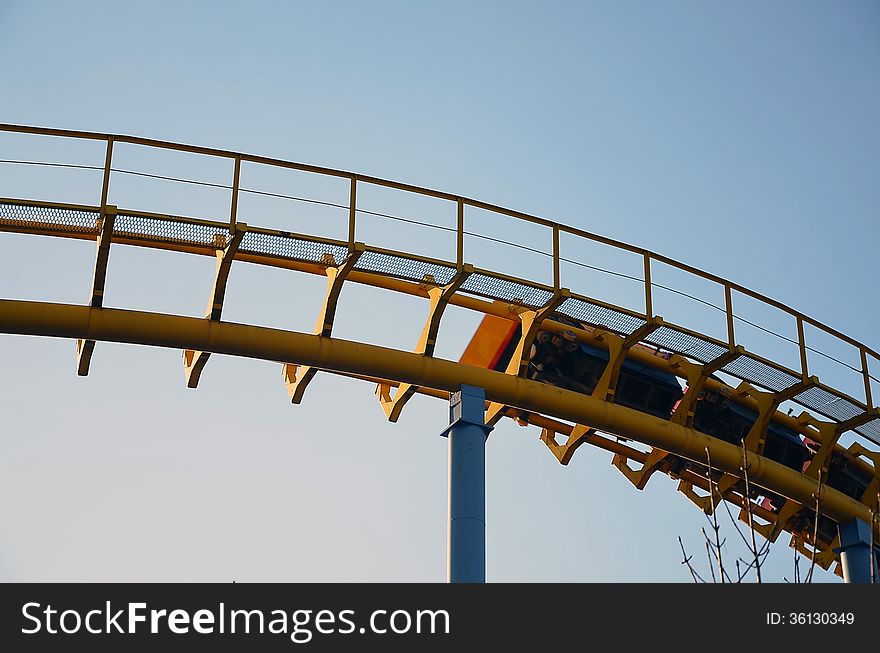 An outside loop performed on a roller coaster at Seoulland in Seoul Korea. An outside loop performed on a roller coaster at Seoulland in Seoul Korea.