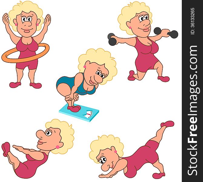 Blondie Woman Engaged In Fitness