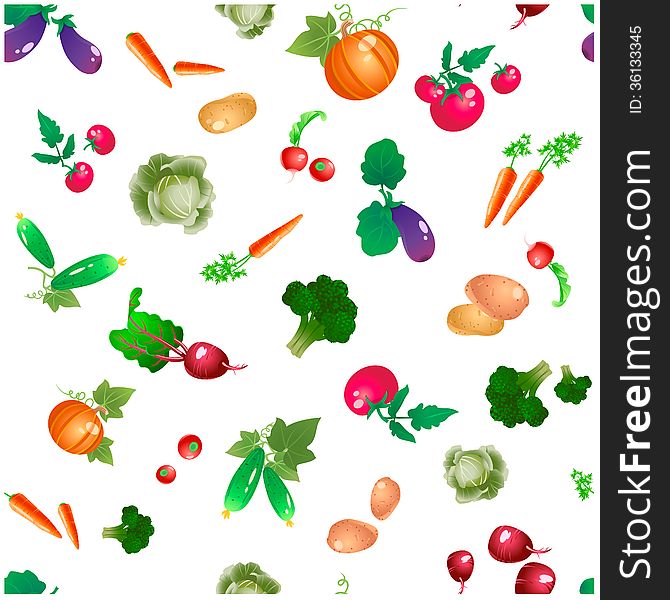 Vegetables And Roots Seamless  Pattern