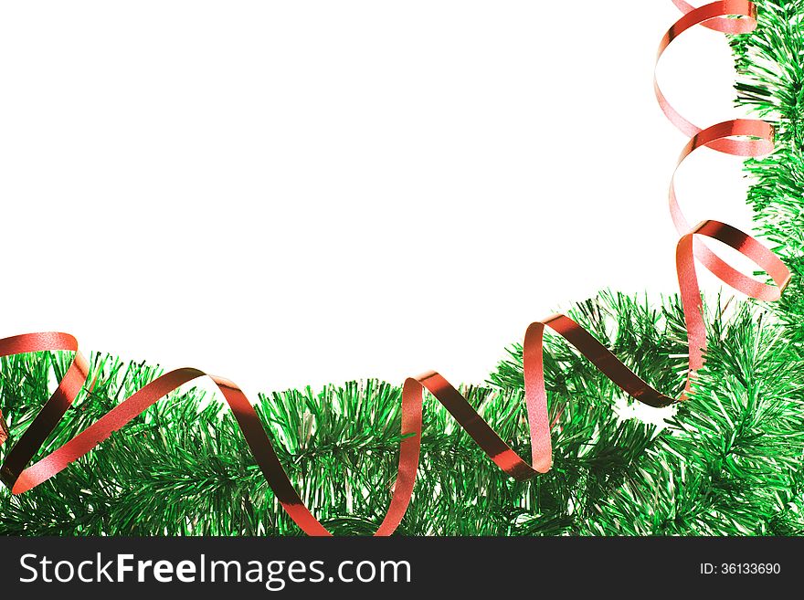 Christmas framework with snow isolated on white background
