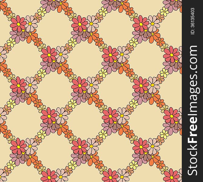 Flower Net Pattern on Beige Background. This is file of EPS10 format.