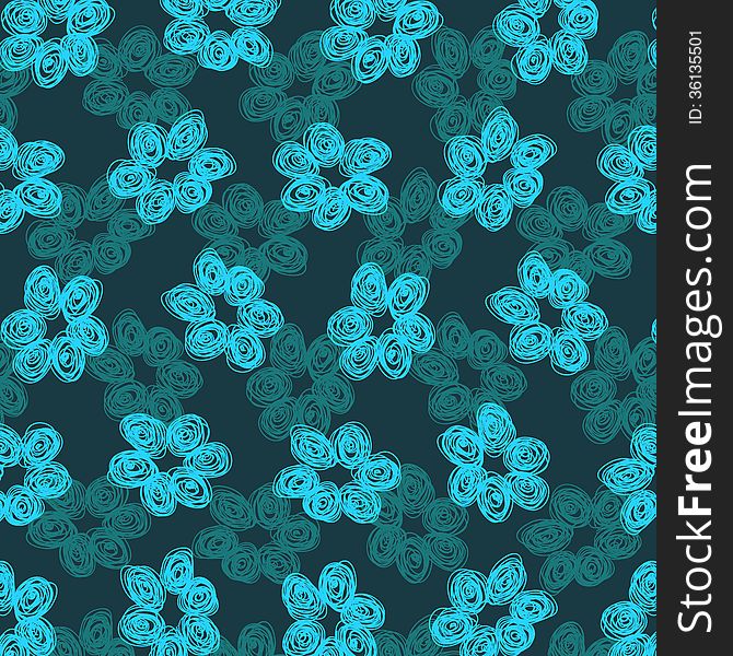 Sketchy Blue Flower Pattern. This is file of EPS10 format.