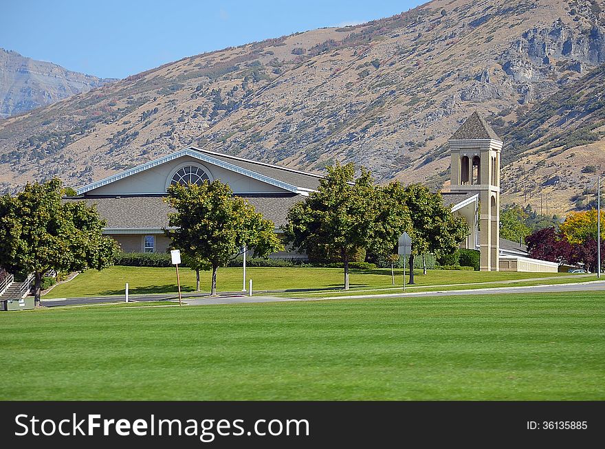 A church of Jesus Christ of the Latter Day Saints rises from a mountain scene near Provo, Utah. A church of Jesus Christ of the Latter Day Saints rises from a mountain scene near Provo, Utah.