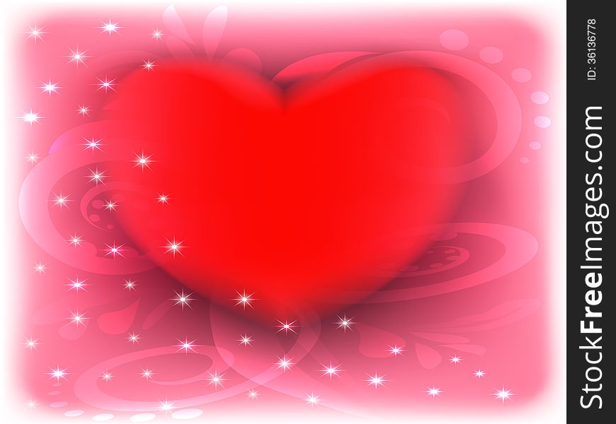 Valentines Day, red heart, pink background, stars, decoration, white, congratulations,love, emotions