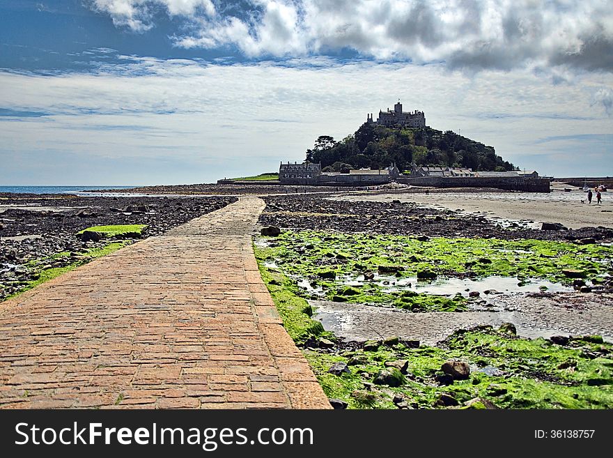 Walkway towards St Michael’s Mount, Cornwall at low tide. Walkway towards St Michael’s Mount, Cornwall at low tide.