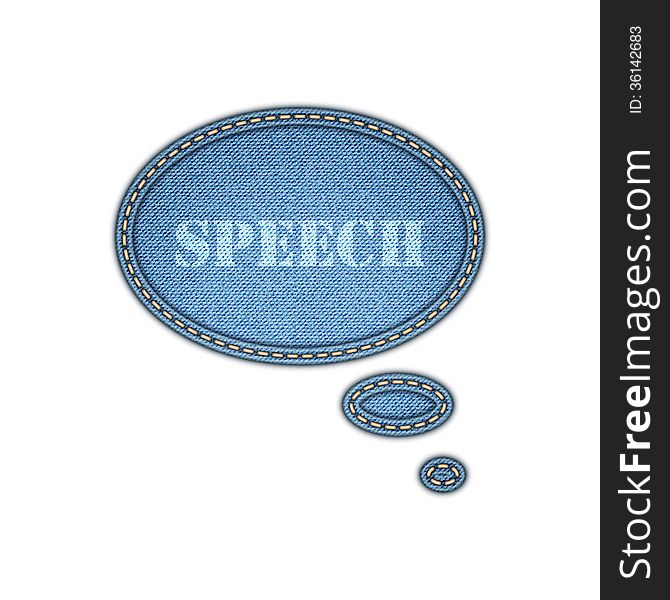 Jeans texture background. Speech bubble stickers. Vector eps10