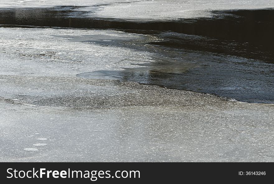 Small rapid river in winter season. Small rapid river in winter season.