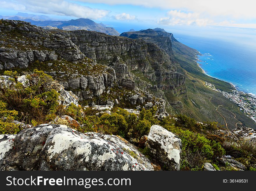 Rock and Landscape on Top of Table Mountain, Cape Town, South Africa. Rock and Landscape on Top of Table Mountain, Cape Town, South Africa