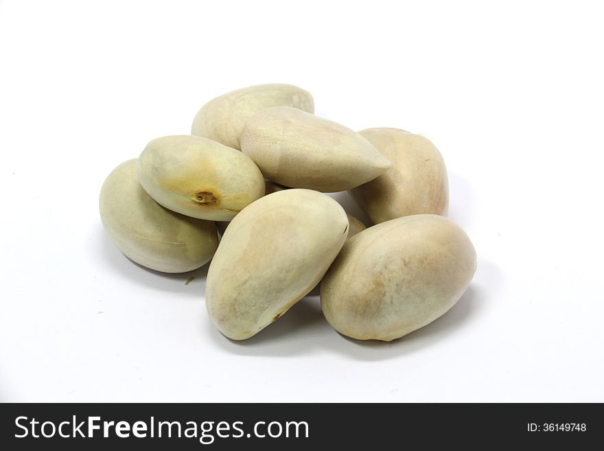 Jackfruit seeds over white backgruind.