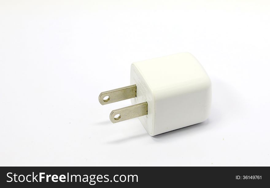 Mobile phone charger isolated on white Adapter for phone.