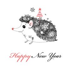Merry Christmas Hedgehog Stock Image Merry Christmas Hedgehog Stock Image