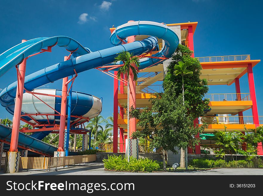 Big super spiral at water park