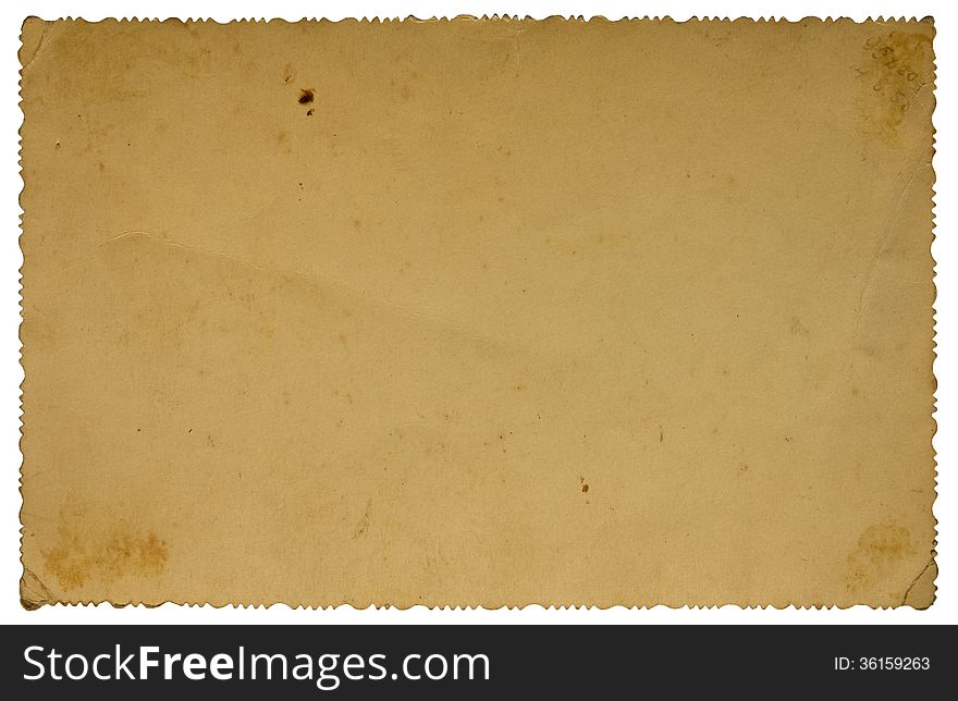 Vintage aged paper texture isolated on white background