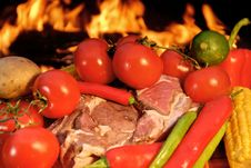 Fresh T-bone Steak And Vegetables Stock Photos Fresh T-bone Steak And Vegetables Stock Photos