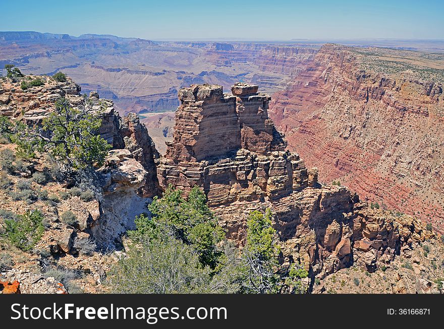 A colorful view from the South Rim of the Grand Canyon.