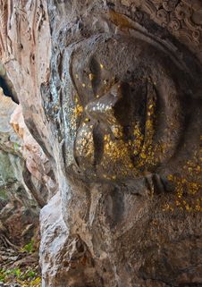 The Stucco Of Ancient Reclining Buddha At The Khao Ngu Cave In T Stock Photo The Stucco Of Ancient Reclining Buddha At The Khao Ngu Cave In T Stock Photo
