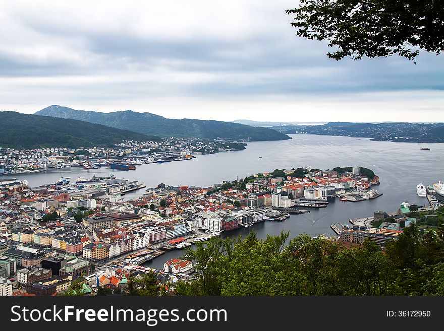 View of colorful city Bergen, Norway. View of colorful city Bergen, Norway